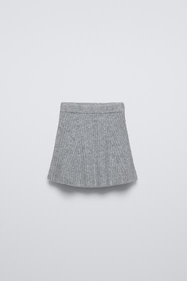 SOFT TOUCH RIBBED KNIT SKIRT - Mid-grey by Zara