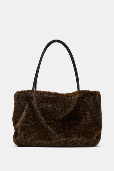 BOLSO SHOPPER EFECTO PELO - Leopardo de Zara