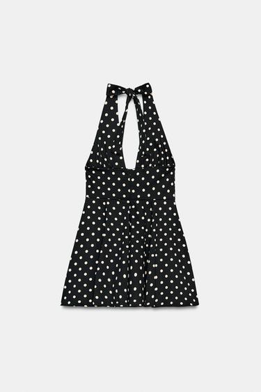 ROBE HALTEUR JUPE CAPE À POIS - Noir / Blanc de Zara - Image 5