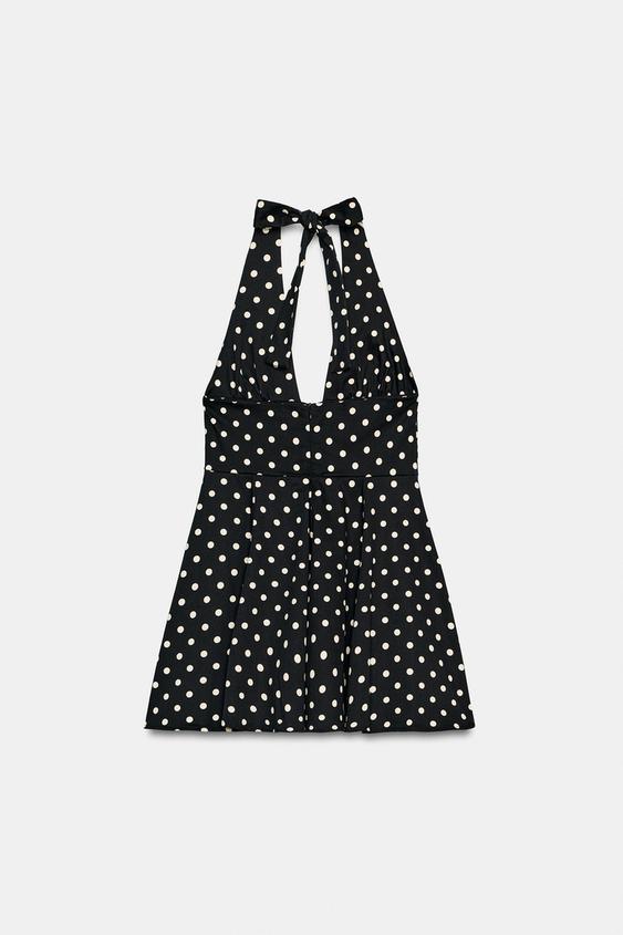 ROBE HALTEUR JUPE CAPE À POIS - Noir / Blanc de Zara - Image 5