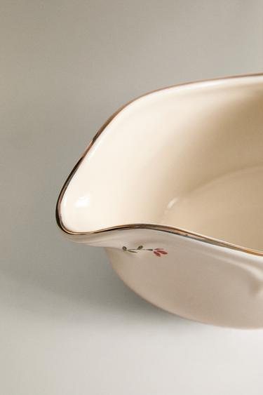 FLORAL PORCELAIN GRAVY BOAT - Cream by Zara - Image 3
