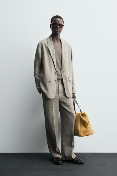BLAZER DE COSTUME 100 % LIN DÉLAVÉ - Vison de Zara