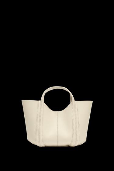 Zara TOPSTITCHED MINI CITY BAG - Ecru - Image 0