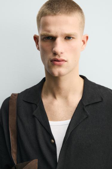 KNIT LINEN-COTTON SHIRT - Black by Zara