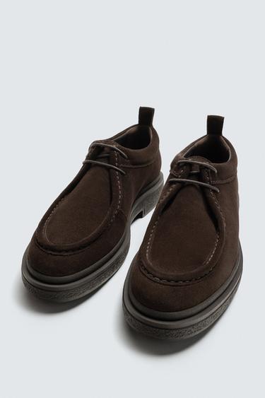 CHAUSSURES EN CUIR BORDÉ - Marron de Zara - Image 4