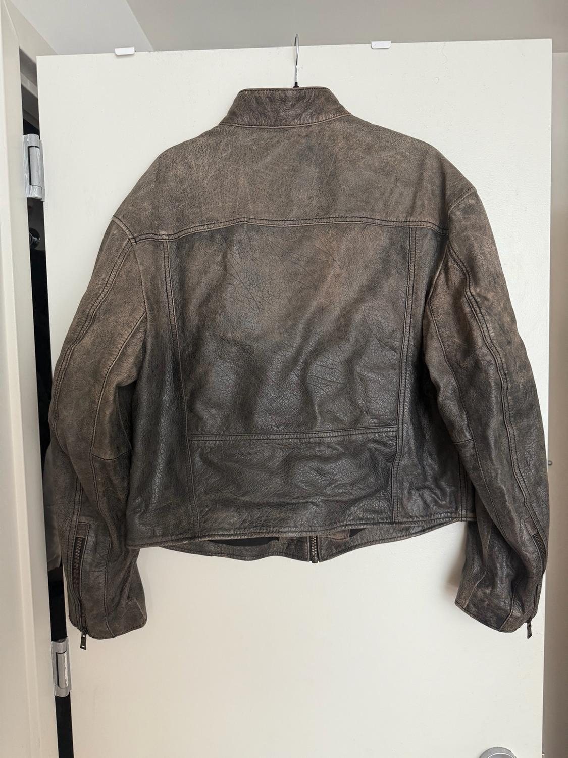 WASHED LEATHER BIKER JACKET - Image 2