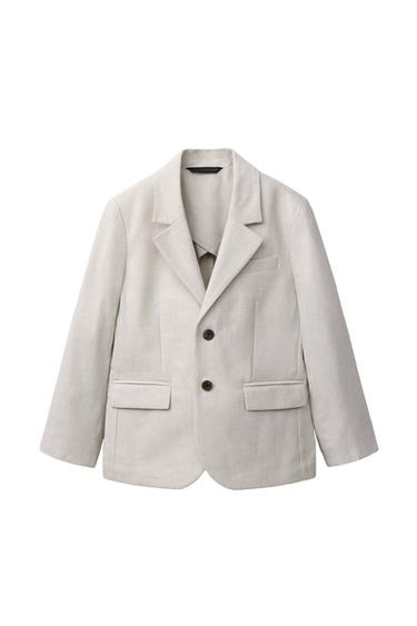 BLAZER TRAJE CON ALGODÓN Y LINO - Crudo de Zara