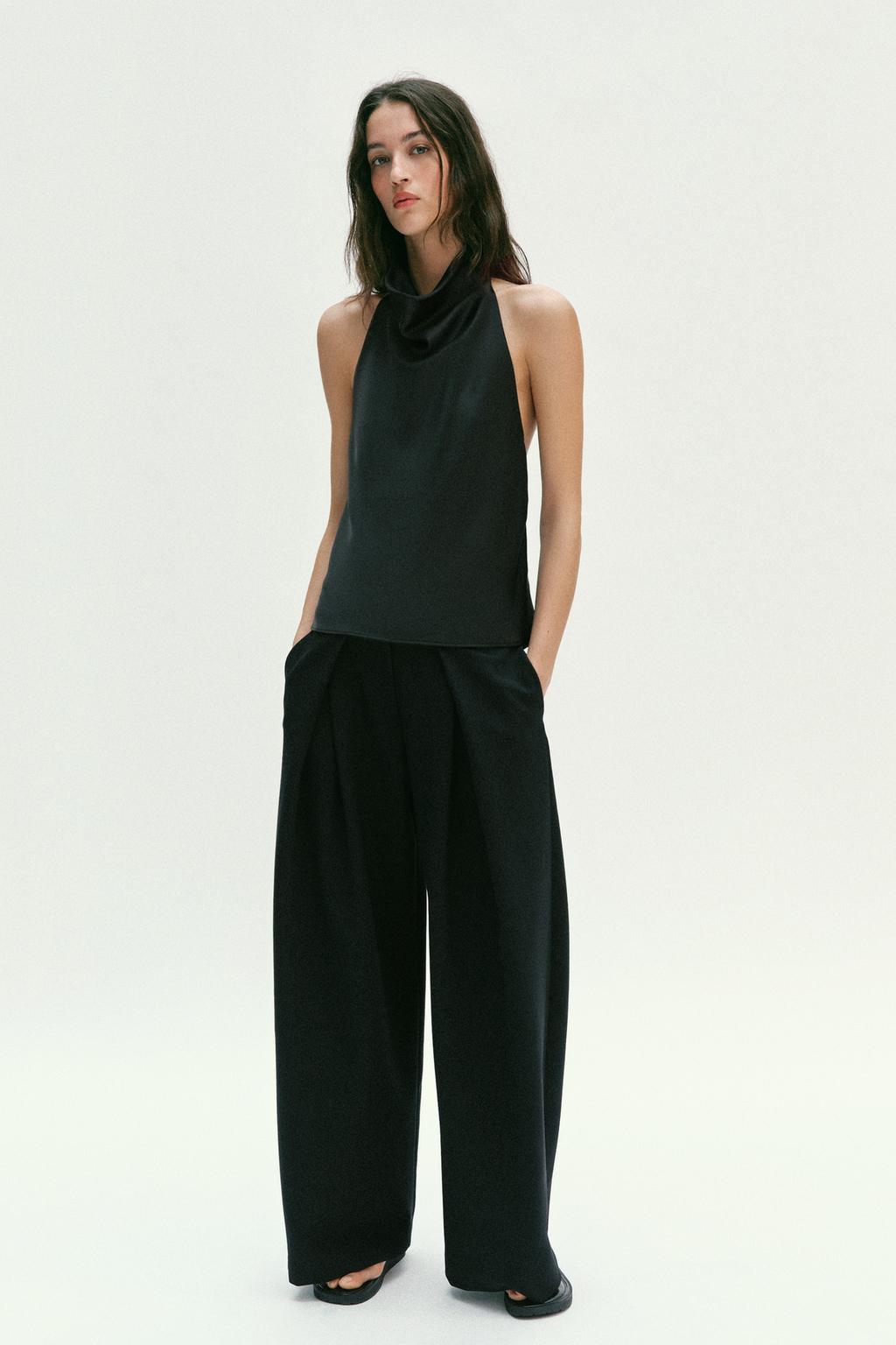 HIGH-WAISTED PLEATED PANTS