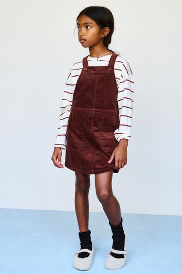 CORDUROY PINAFORE DRESS - Reddish by Zara