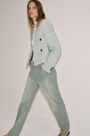 Zara ZW COLLECTION LOW RISE STRIPED STRAIGHT LEG JEANS - Striped