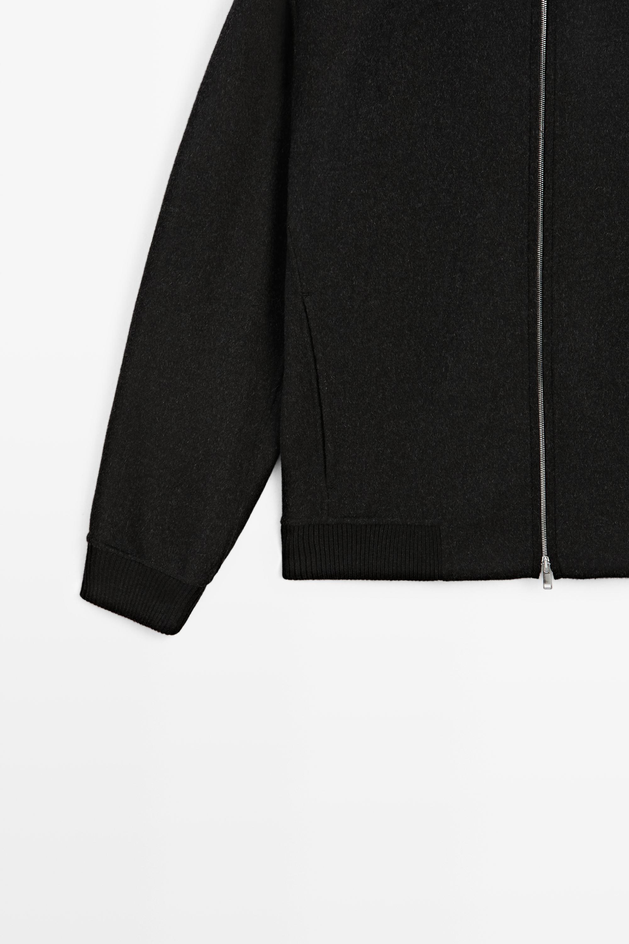 Wool blend double-knit hooded jacket