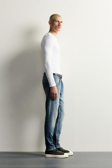 Zara SKINNY FIT JEANS - Mid-blue