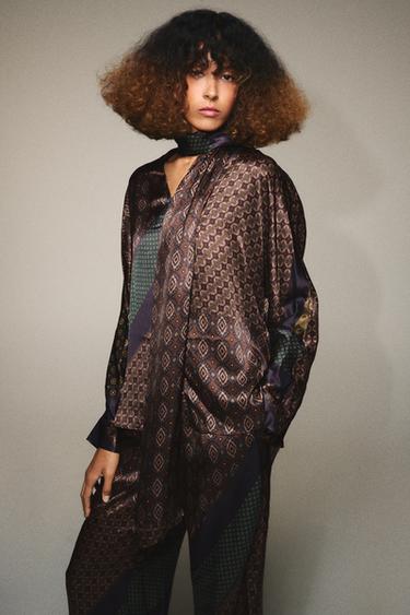 ZW COLLECTION PRINTED SHIRT WITH SCARF DETAIL - Multicoloured by Zara