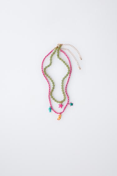 PACK DOS COLLARES ABALORIOS MAR - Fucsia de Zara - Imagen 0