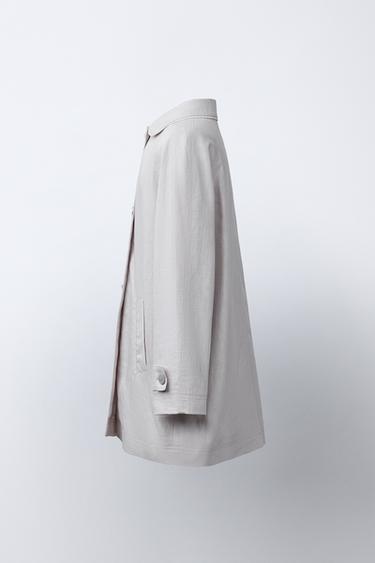 PLAIN LINEN BLEND COAT - Pearl grey by Zara - Image 2