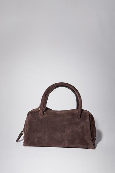 SPLIT SUEDE BOWLING BAG - Chocolate by Zara
