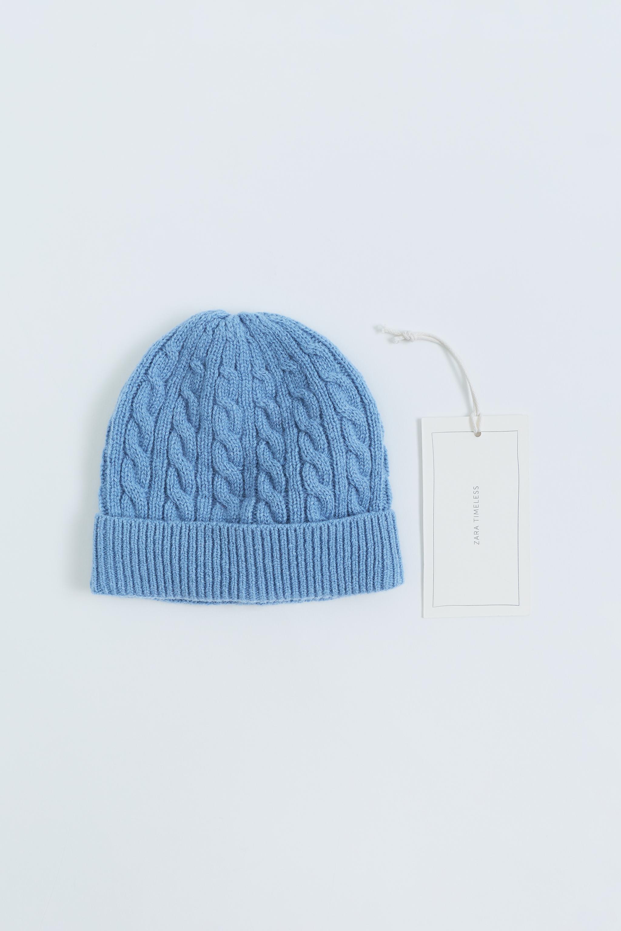 ZARA TIMELESS - 100% WOOL CABLE-KNIT BEANIE