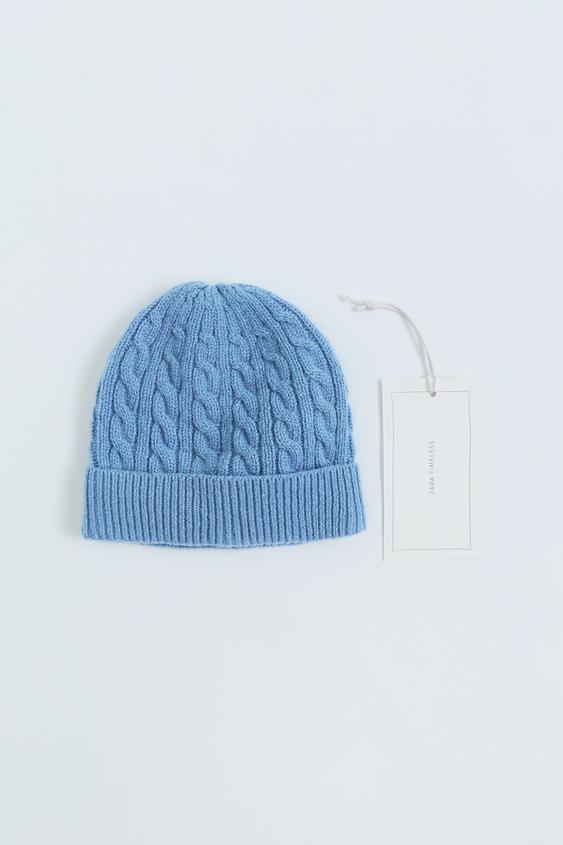 Zaras Zara TIMELESS – KABELSTICKAD MÖSSA 100% ULL - Blå - Bild 0