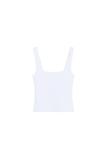 Zara SQUARE NECK TOP - White