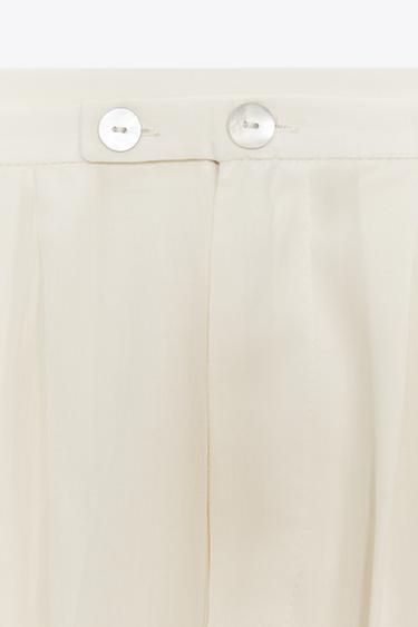 PANTALON LONGUEUR CHEVILLE MULTI PLIS - Écru de Zara - Image 8