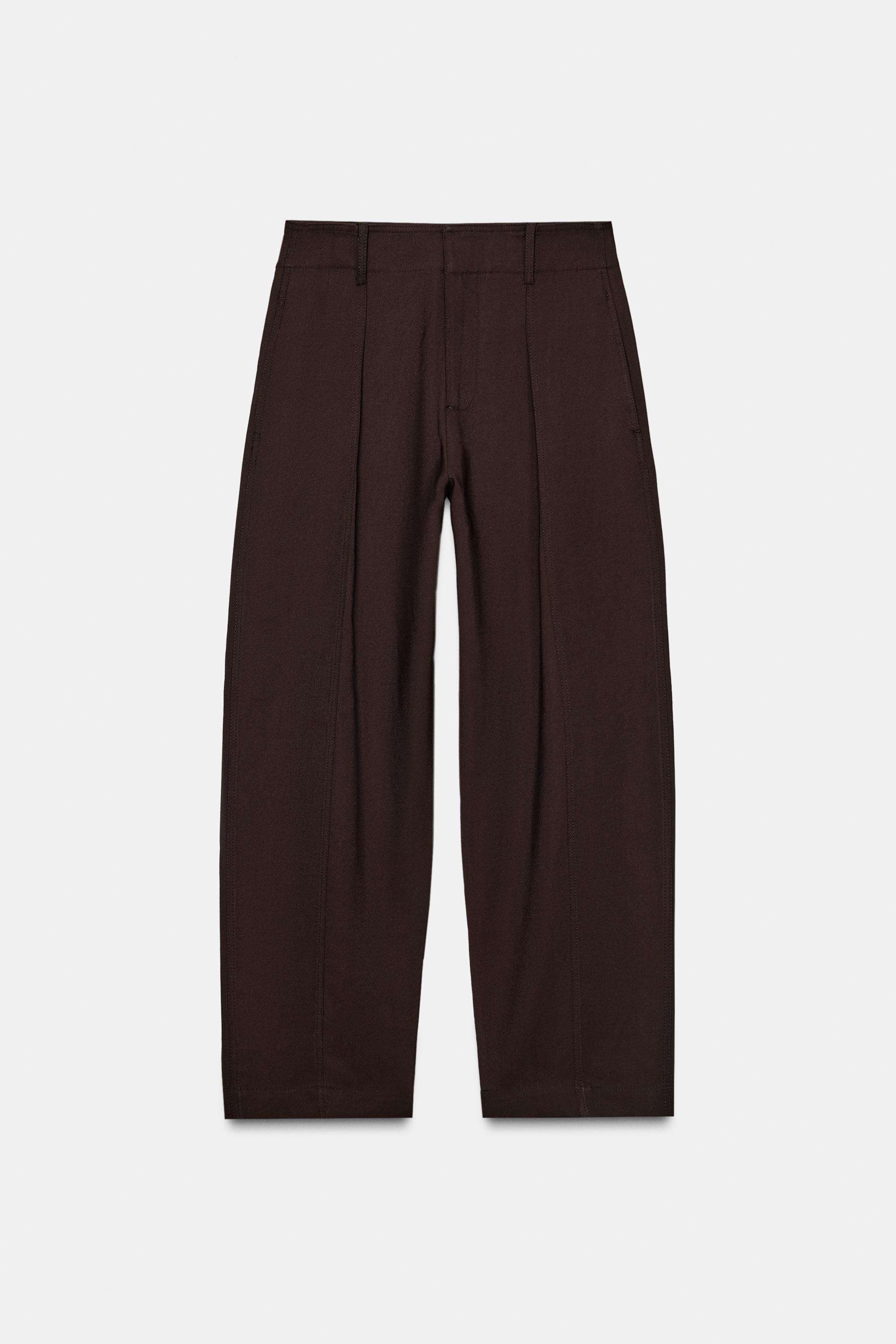 ZW COLLECTION CARROT TROUSERS WITH BUCKLE - Chocolate | ZARA Australia