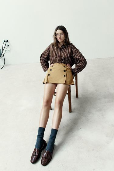 Zara BUTTON SKORT - Mid-camel