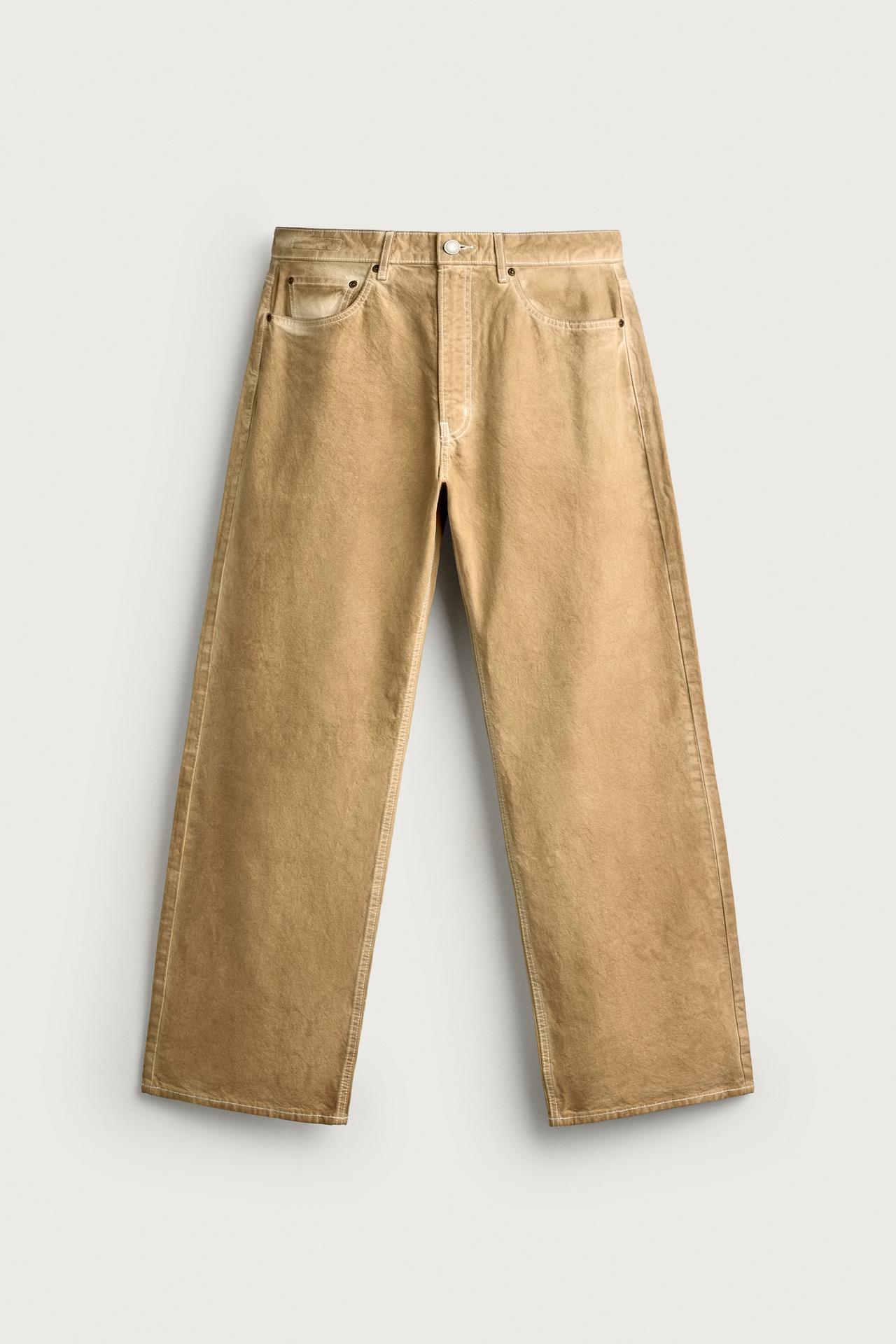 IRREGULAR WASH LOOSE FIT JEANS — Ocher
