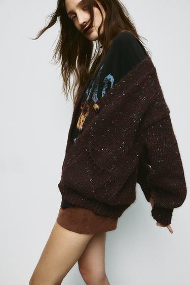 FALDA PANTALÓN EFECTO ANTE CINTURÓN - Tostado oscuro de Zara