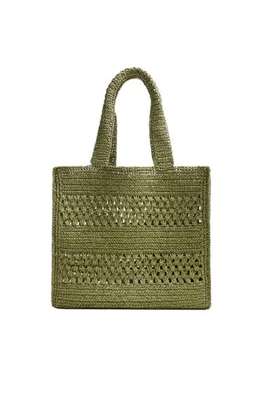 SAC SHOPPER TRESSÉ - Vert de Zara