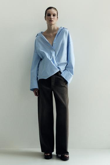STRIPED POPLIN SHIRT - Blue/White by Zara - Image 0