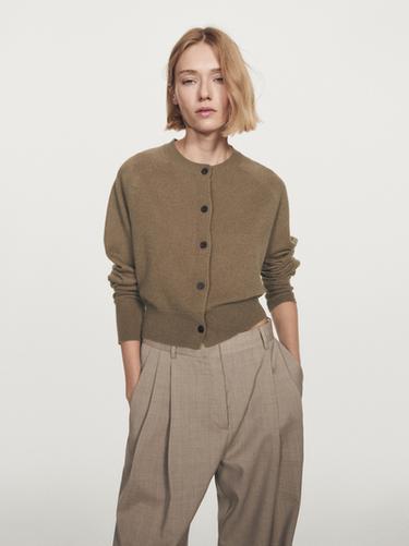 Cárdigan manga larga 100% cashmere - Caramelo de Zara