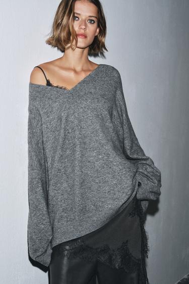 OVERSIZED WOOL JUMPER - Grey marl by Zara