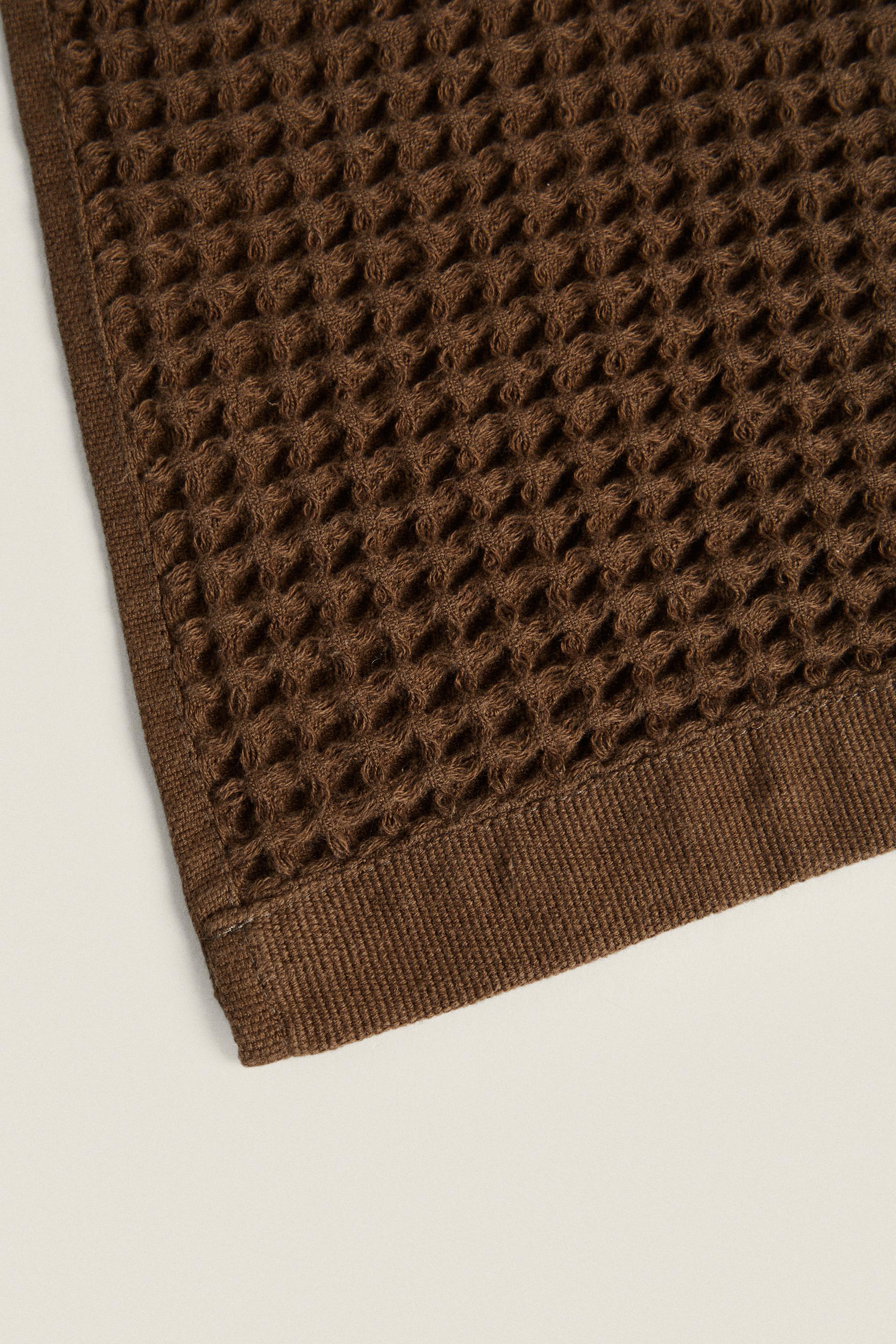 WAFFLE-KNIT COTTON TOWEL - Khaki