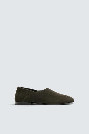 LEATHER LOAFERS - Asphalt Grey by Zara