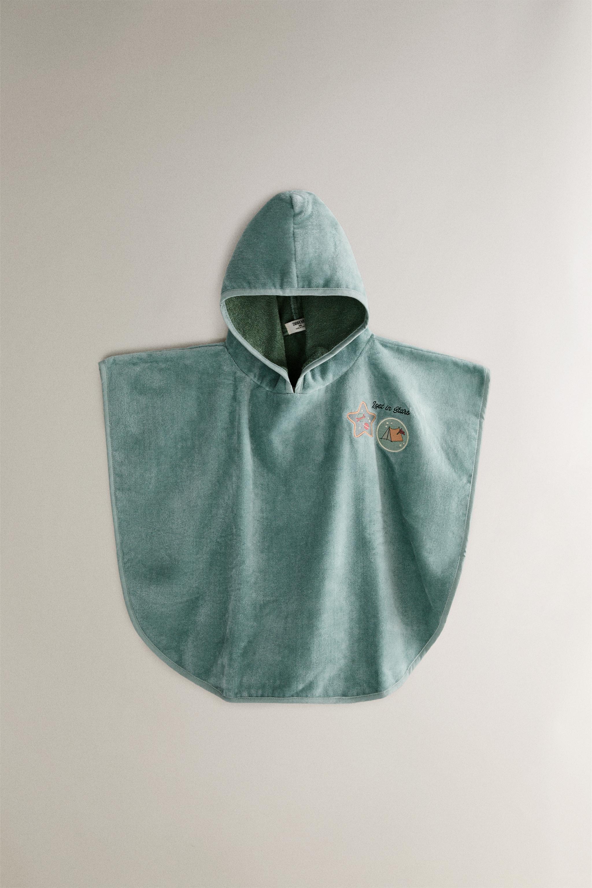 CARESTAR フード付きポンチョ オリーブグリーン キッズ ベロア スペース ポンチョ - グリーン | ZARA Japan / 日本