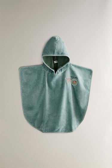 CHILDREN'S VELOUR SPACE PONCHO - Green by Zara