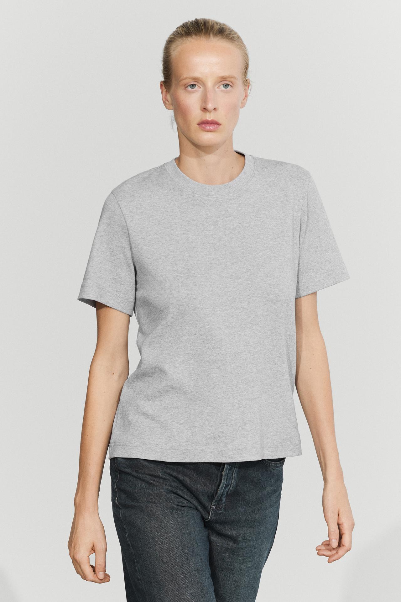 Short sleeve interlock T-shirt — Gray / Beige