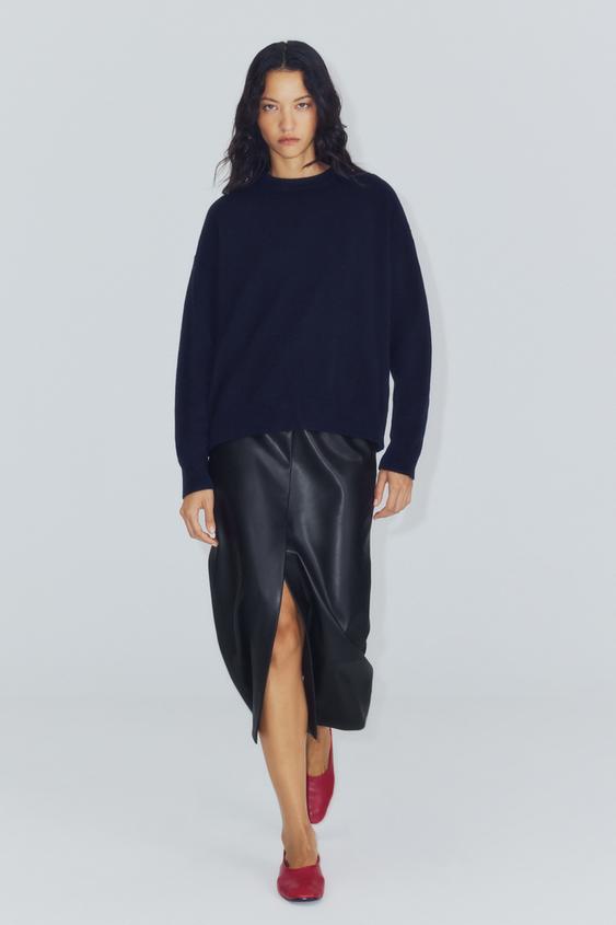 Zara LEATHER BALLET FLATS - Red - Image 0