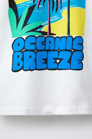 T-SHIRT IMPRIMÉ PALMIERS - Blanc de Zara - Image 3