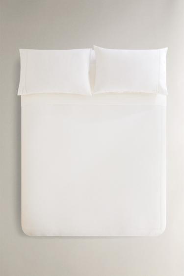 SATEEN DUVET COVER WITH HEMSTITCH EMBROIDERY - Oyster-white by Zara - Image 0