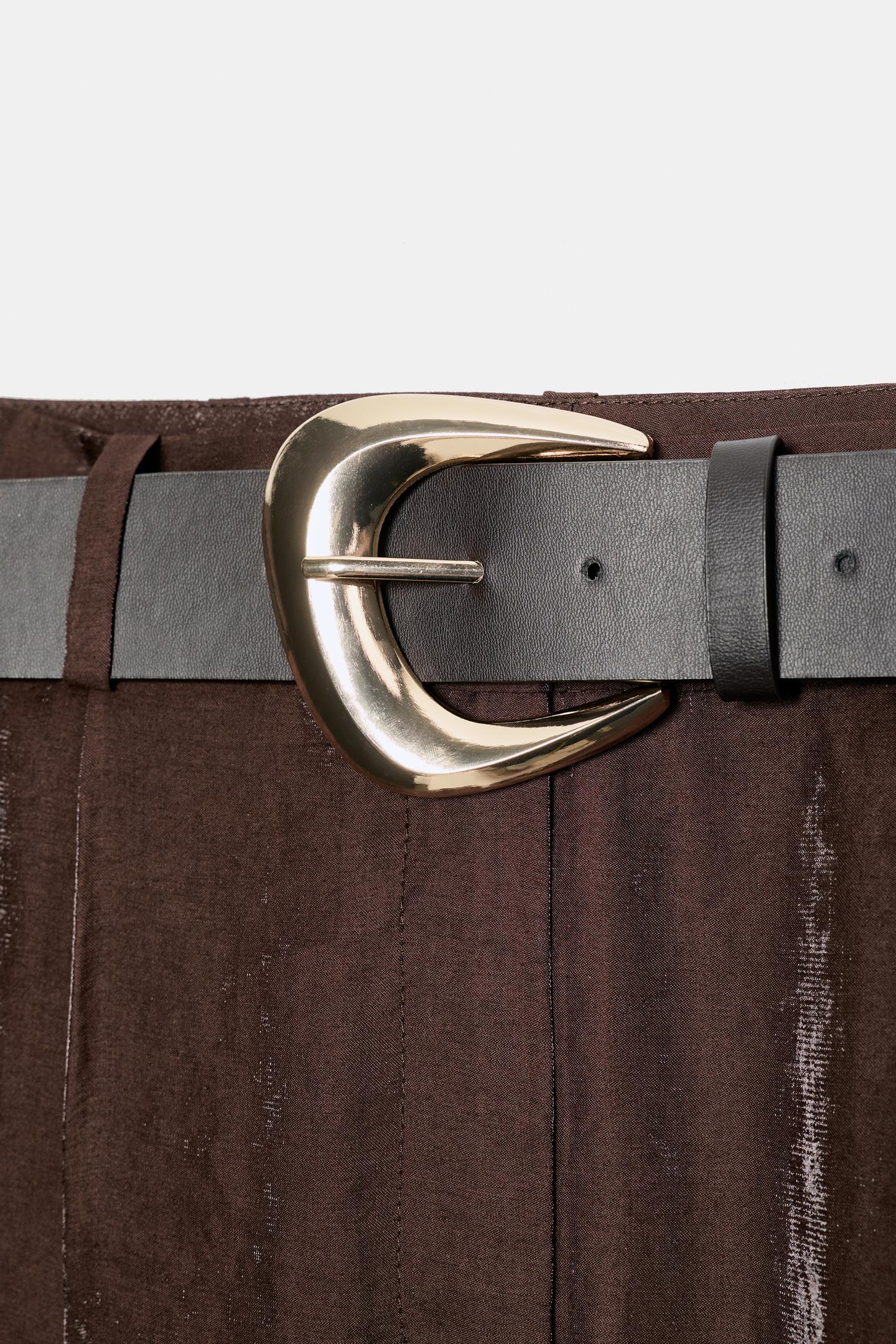 Женские брюки Zara Belted Satin Wide-Leg, цвет: Коричневый — фото 10