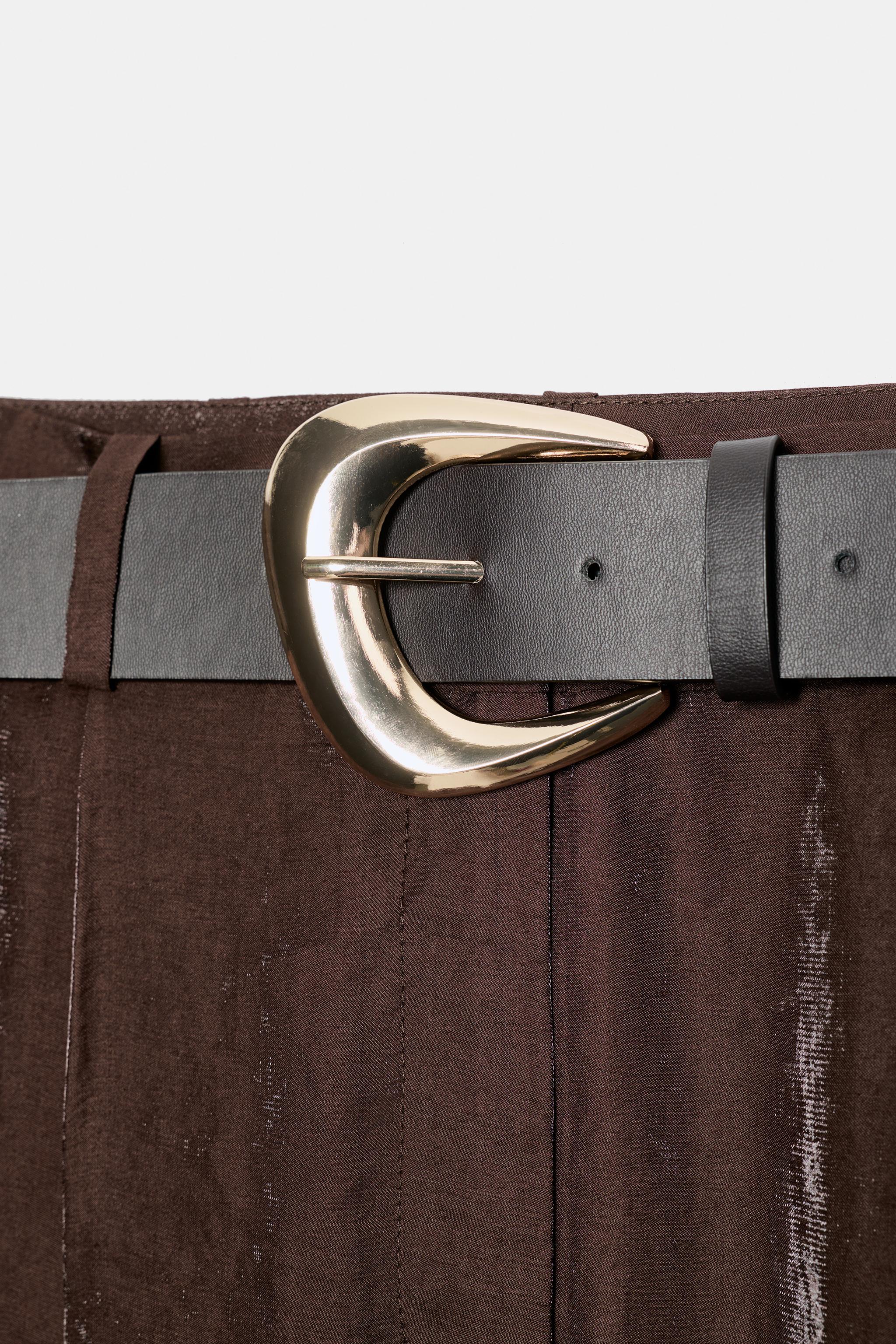 Женские брюки Zara SATIN WIDE-LEG TROUSERS WITH BELT — фото 10