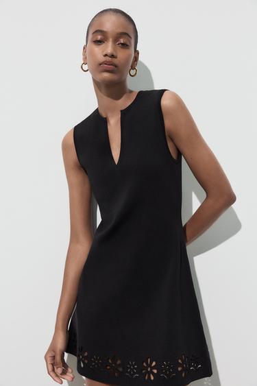 ROBE EN MAILLE BRODERIES AJOURÉES - Noir de Zara - Image 3