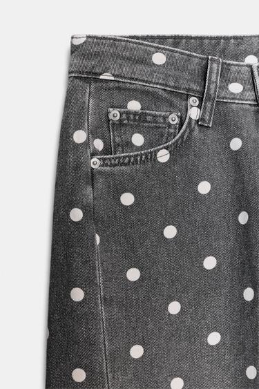 ZW COLLECTION MID-WAIST ANKLE RELAXED DOT JEANS - Pearl grey by Zara - Image 6