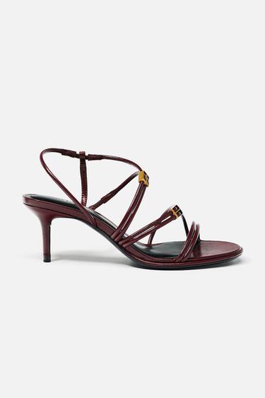 SANDALES À TALONS ET BRIDES - Bordeaux de Zara