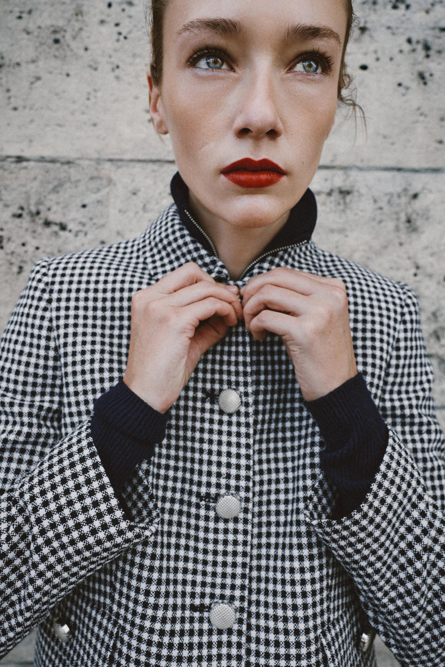 Женская куртка Zara Cropped Check, цвет: Чёрный / Белый — фото 2
