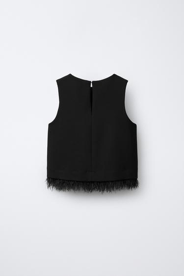 TOP APPLIQUÉ PLUMES AMOVIBLES - Noir de Zara - Image 2