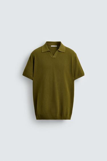 POLO DE MALHA COM TEXTURA - Pistache da Zara