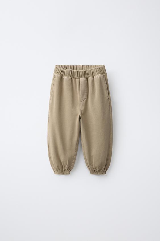 Zara JEDNOBOJNE SPORTSKE PANTALONE – pesak – Slika 0
