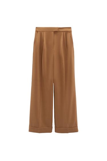 WIDE-LEG TROUSERS WITH TURN-UP HEMS